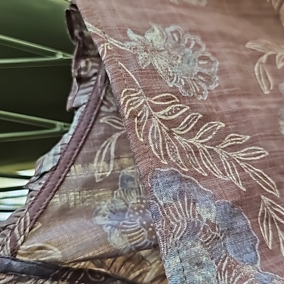 Mushroom Fall Floral Ruffled Linen Camisole by A.N.A. - Picture 4 of 10